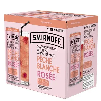 Smirnoff Seltzer pêche blanche 6x355mL