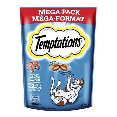 WHISKAS Gâteries pour chats à saveur de bœuf en méga format, Temptations 180 G