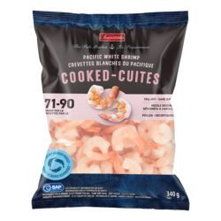 IRRESISTIBLES CREVETTES BLANCHE DU PACIFIQUE CUITES DEVEINEES ET DECORTIQUEES SURGELEES CALIBRE 71-90 340 GR