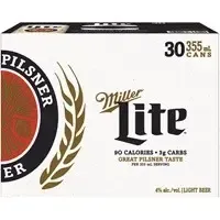 MILLER LITE BIERE LEGERE 4.0% ALC CANETTES 30X355ML