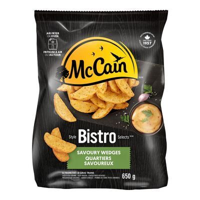MCCAIN Quartiers de pommes de terre légèrement panés surgelés, Style Bistro 650 g