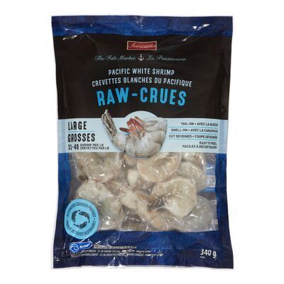 IRRESISTIBLES Crevettes blanches du Pacifique crues et déveinées surgelées 340 g, calibre 31-40