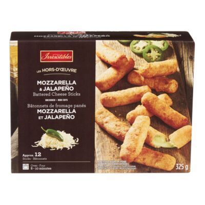 IRRESISTIBLES Bâtonnets de fromage mozzarella et jalapeño panés surgelés 325 g