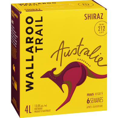 WALLAROO VIN ROUGE BIN 212 AUSTRALIE SHIRAZ 13.5% ALC 4 L