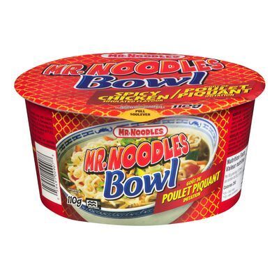MR. NOODLES Soupe de nouilles instantanées à saveur de poulet piquant, Bowl 110 g