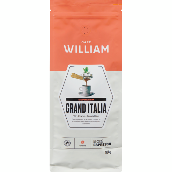 CAFÉ WILLIAM GRAINS GRAND ITALIA 800GR