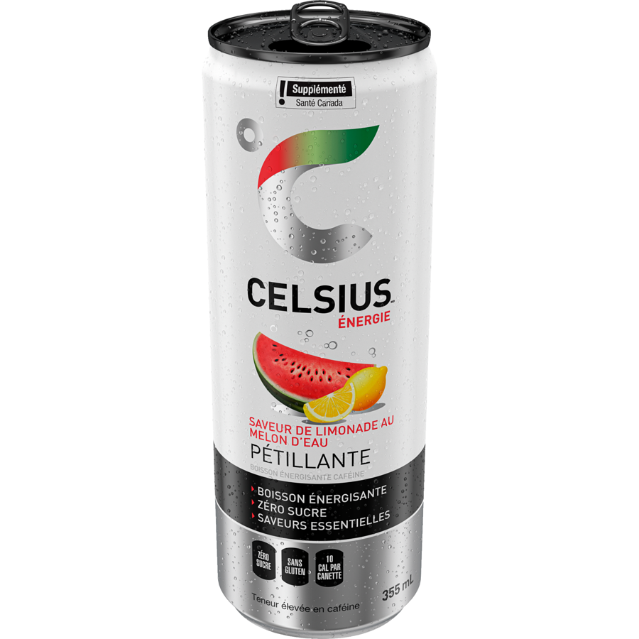 CELSIUS BOISSON ÉNERGISANTE CANETTE LIMONADE AU MELON D&#39;EAU 355ML