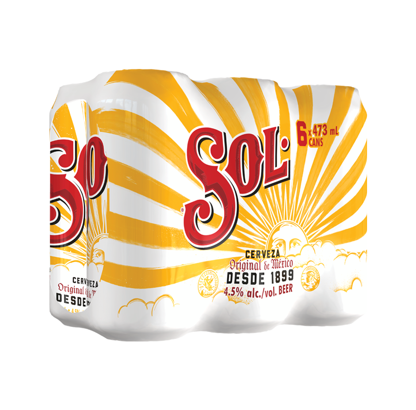SOL BIÈRE CANETTES CERVEZA 6X473ML