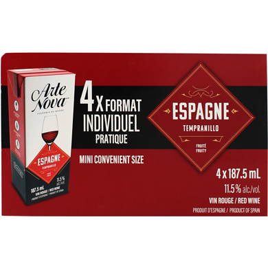 ARTE NOVA VIN ROUGE ESPAGNE 4X187ML