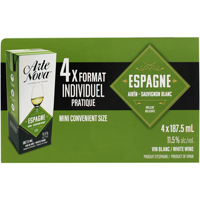 ARTE NOVA VIN BLANC ESPAGNE 4X187ML