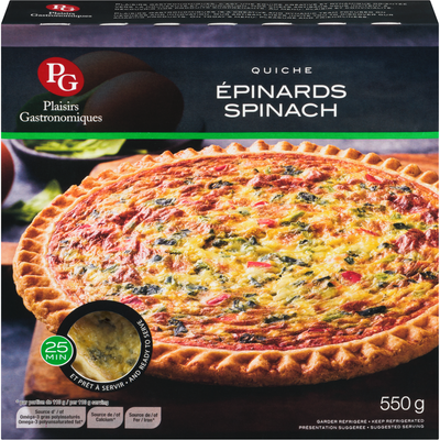 PLAISIRS GASTRONOMIQUES QUICHE ÉPINARDS 550 GR