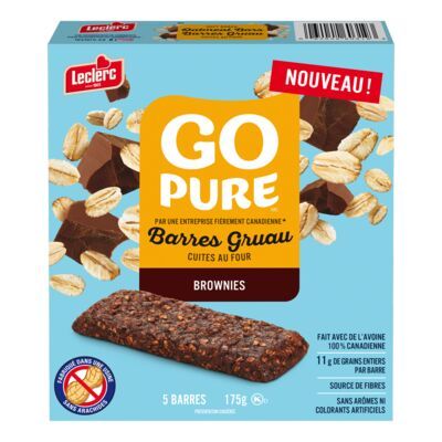 LECLERC BARRES GO PURE AUX BROWNIES GRUAU 175 G