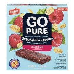 LECLERC BARRES GO PURE AUX FRAMBOISES ET AVOINE 140 G