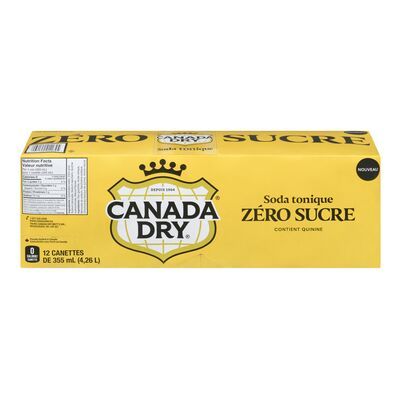 CANADA DRY BOISSONS GAZEUSES TONIC ZÉRO SUCRE 12X355ML