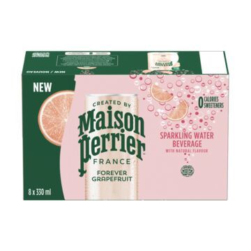 PERRIER EAU DE SOURCE GAZEIFIÉE SAVEUR DE PAMPLEMOUSSE 8X330ML