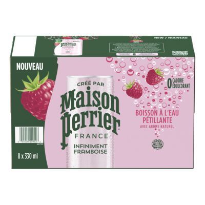 PERRIER EAU DE SOURCE GAZEIFIÉE SAVEUR DE FRAMBOISE 8X330ML