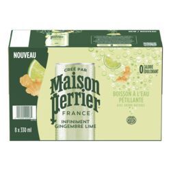 PERRIER EAU DE SOURCE GAZEIFIÉE SAVEUR DE LIME 8X330ML