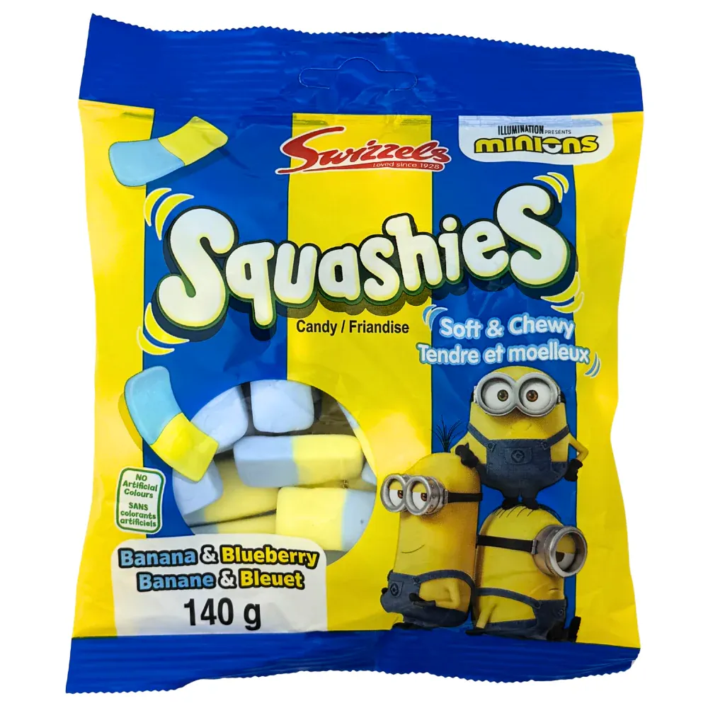 SWIZZELS SQUASHIES MINIONS BANANE ET BLEUET 140 G