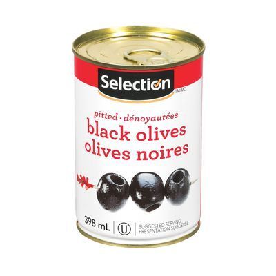 SELECTION Olives noires dénoyautées 398 mL