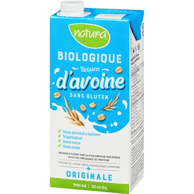 NATUR-A Boisson à l'avoine sans gluten enrichie ORIGINAL non sucré 946 ML