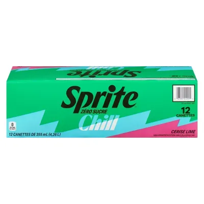 SPRITE BOISSONS GAZEUSES ZÉRO CHILL CERISE LIME 12X355ML