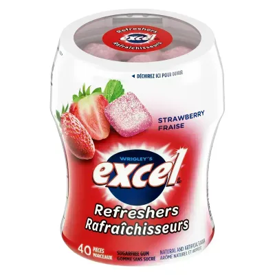 EXCEL GOMME SANS SUCRE FRAISE BOUTEILLE 40 UN
