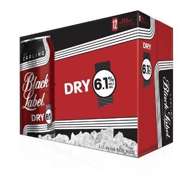 CARLING Bière forte de type Lager Dry, Black Label Dry 12X355 ML - CANETTES
