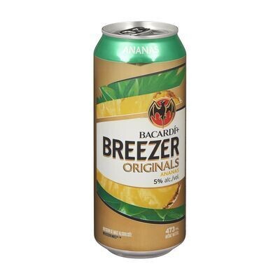 BACARDI+ Boisson alcoolisée à saveur d'ananas, Breezer 473 ML