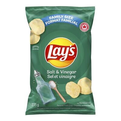 LAY'S Croustilles au sel et vinaigre, Format familial 235 g