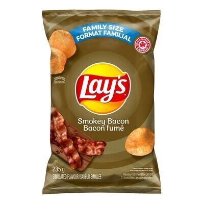 LAY'S Croustilles au bacon fumé, Format familial 235 g