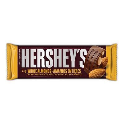 HERSHEY'S Barre de chocolat au lait crémeux et amandes 43 g