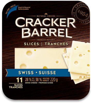 CRACKER BARREL FROMAGE SUISSE TRANCHE 220 GR