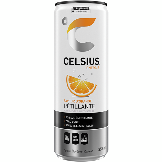 CELSIUS ENERGIE ORANGE PETILLANTE 355 ML