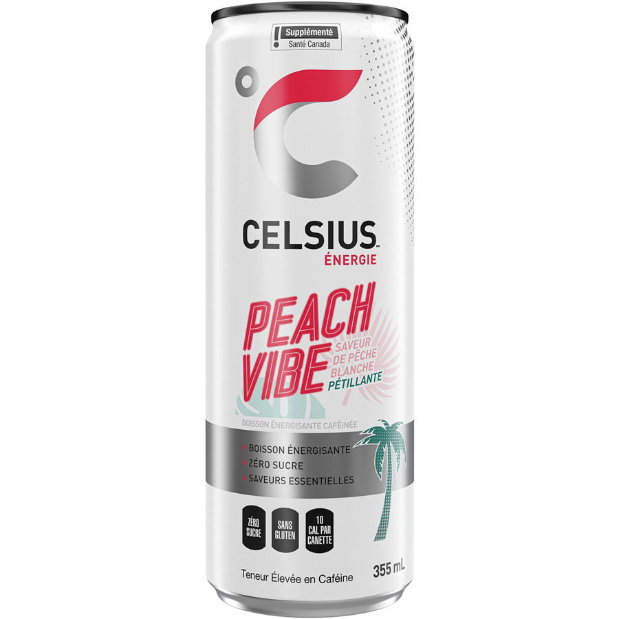 CELSIUS ENERGIE PECHE VIBE PETILLANTE 355 ML