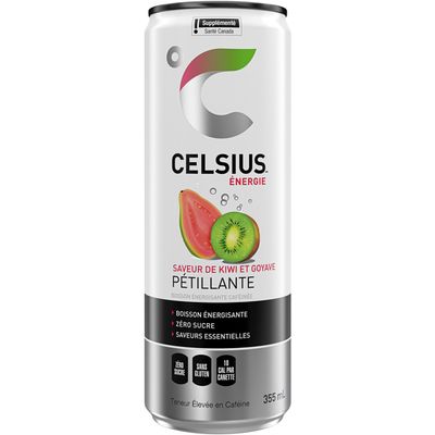 CELSIUS ENERGIE KIWI ET GOYAVE PETILLANTE 355 ML