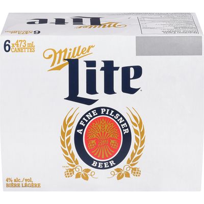 MILLER LITE BIÈRE LÉGÈRE CANETTE 6X473ML