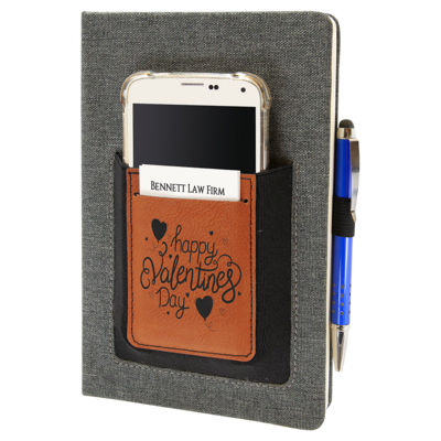 Rawhide Leatherette Journal with Cell Phone, ID & Pen Holder