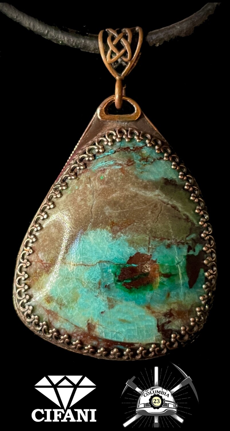 Rosasite, Dioptase and Copper Pendant