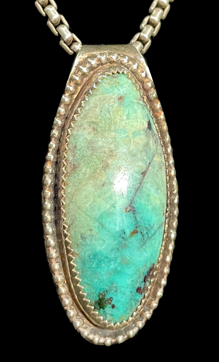Rosasite on Dolomite 925 Silver Pendant