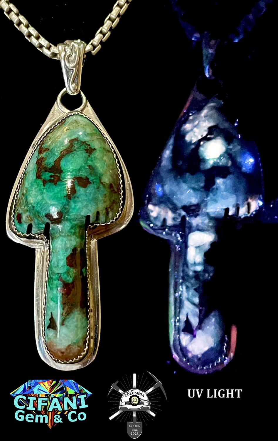 Columbia 23 Mushroom pendant set in 925 Silver