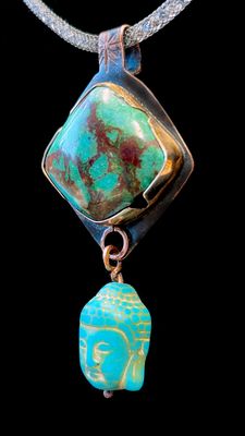 Turquoise Buddha with Columbia 23 Gem Pendant