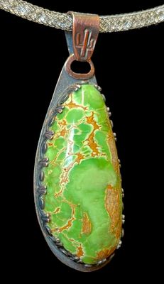 Green Turquoise Copper Cactus Pendant