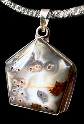 Tube Agate 925 Silver Pendant