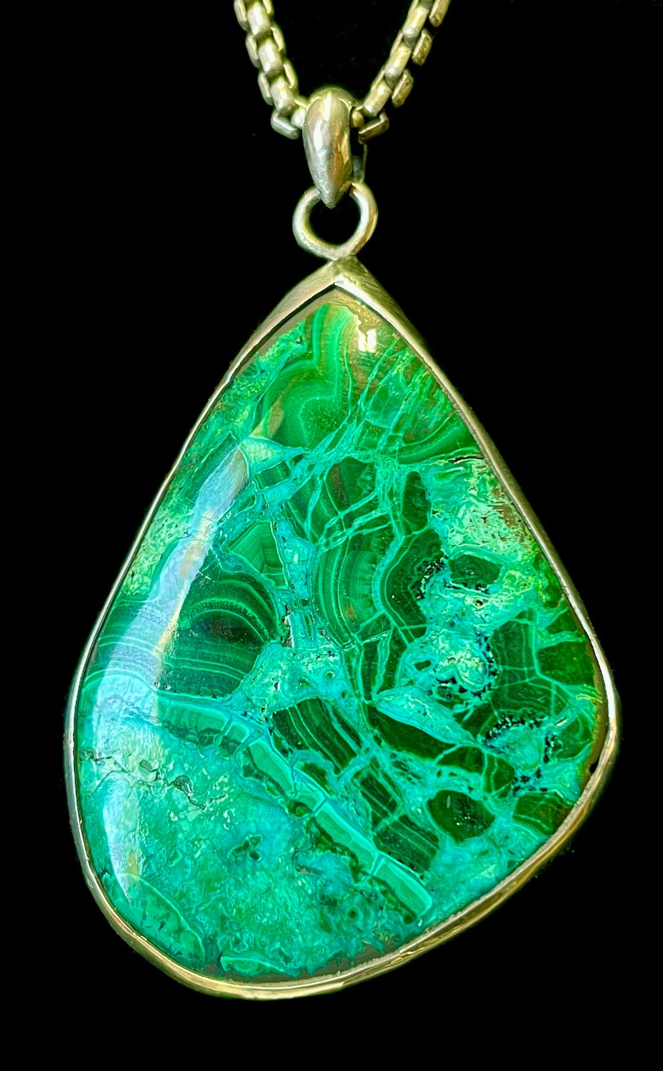 Chrysocolla Malachite 925 Silver Pendant