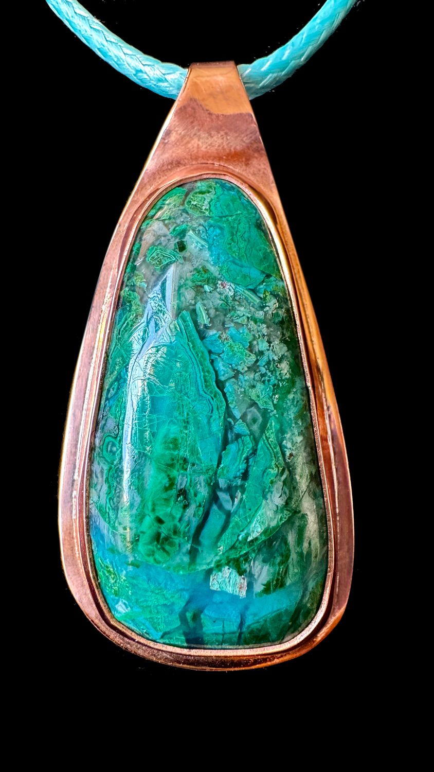 Chrysocolla Malachite in Quartz Copper Pendant