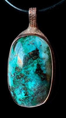 Large Columbia 23 Chrysocolla Malachite and Copper Pendant