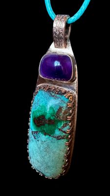 Chrysocolla Malachite Copper Pendant
