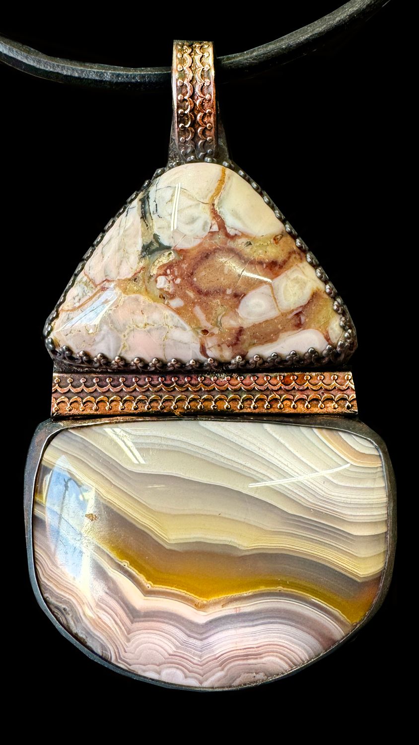 Pink Opal and Laguna Agate Pendant