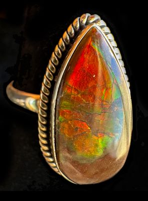 Ammolite 925 Silver Ring