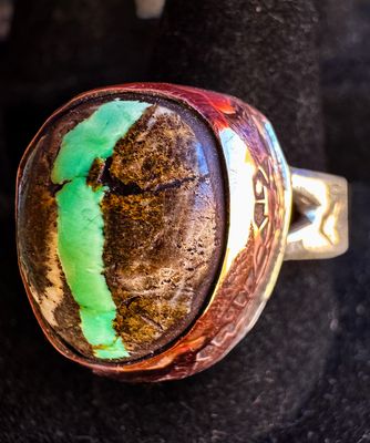 Turquoise 925 silver &amp; copper ring